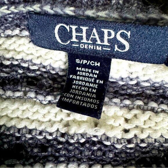 Chaps Navy Blue & White Striped Knit Sweater Size S/P - Picture 7 of 9